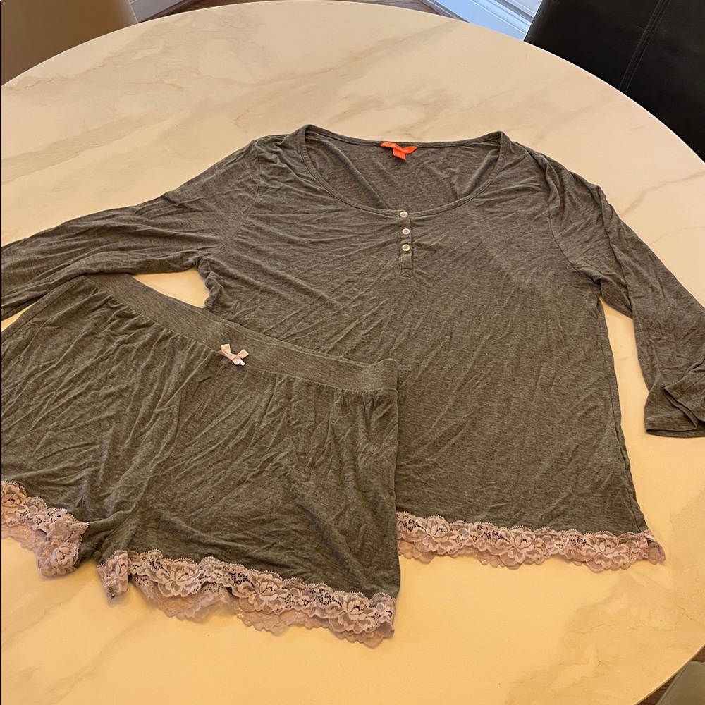 Joe Fresh Gray Lace Trim Pajama Set
